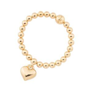 MILOR GOLD Gold Made In Italy 14kt Gold Beaded Heart Charm Bracelet